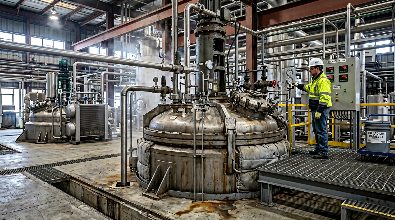 High-pressure hydrogenation reactor used to manufacture cyclohexanoate plasticizers from phthalate intermediates