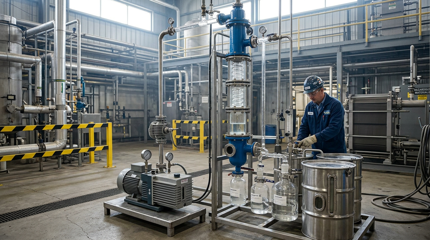 Vacuum distillation equipment used in DEHCH plasticizer manufacturing purification and finishing stage