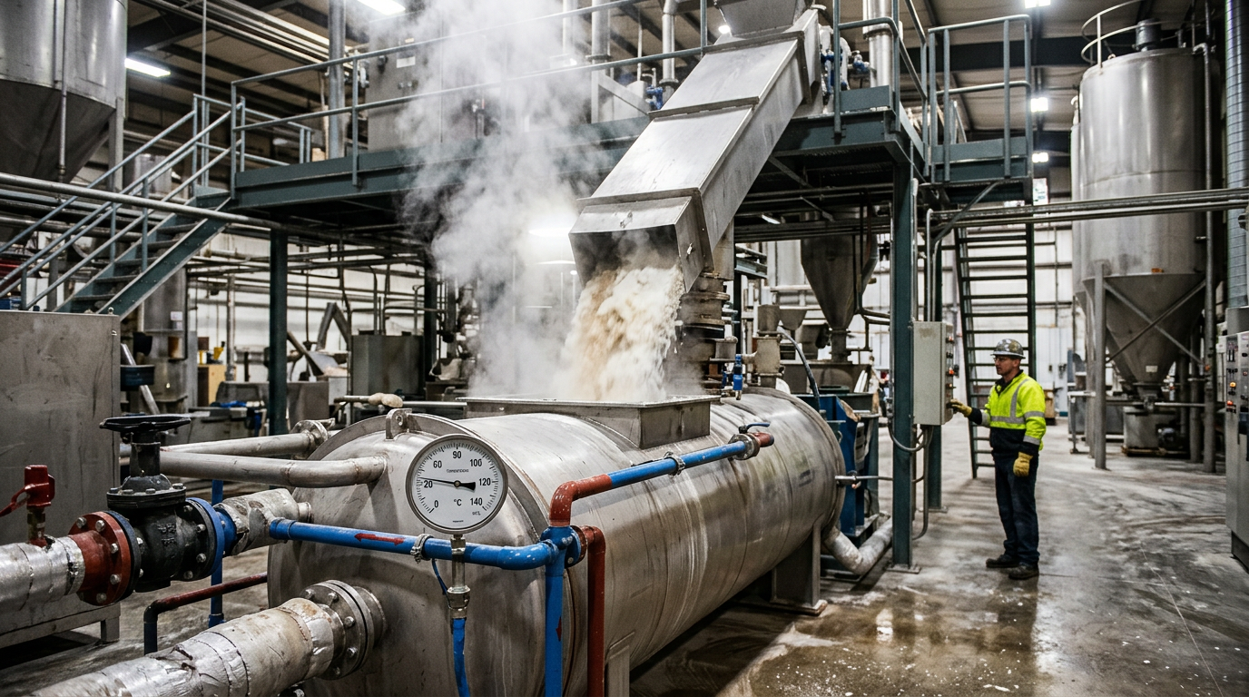 How to Mix PVC Dry Blend with DOP in a High-Speed Mixer 5 Cooling mixer receiving hot PVC dry blend after DOP mixing for controlled temperature reduction