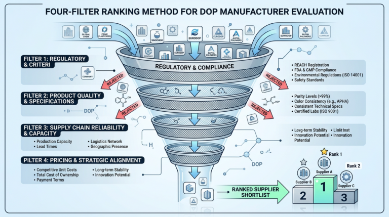 Four-filter ranking method for top DOP plasticizer manufacturers globally
