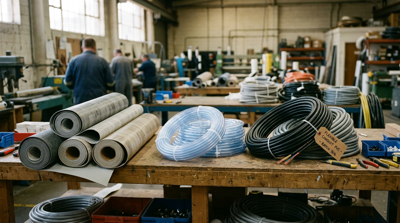 Flexible PVC end products across application buckets where DINP vs DINCH selection diverges — flooring, medical tubing, and industrial cable.