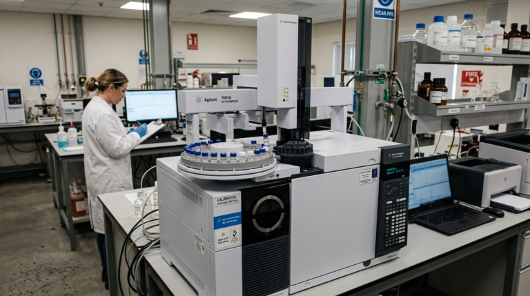 GC-MS instrument used by an ISO 17025 lab to verify a supplier phthalate-free claim against the CPSC method