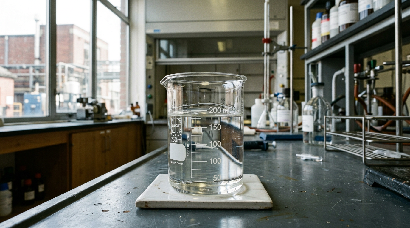 DIBP plasticizer as a colorless viscous liquid in a laboratory beaker